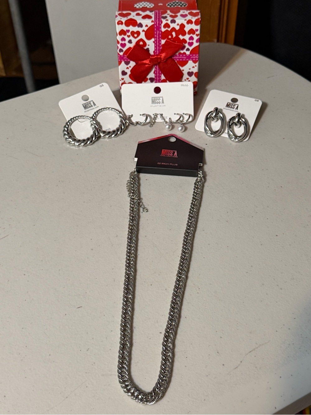 Silver-Tone Chain Necklace and Earring Set -